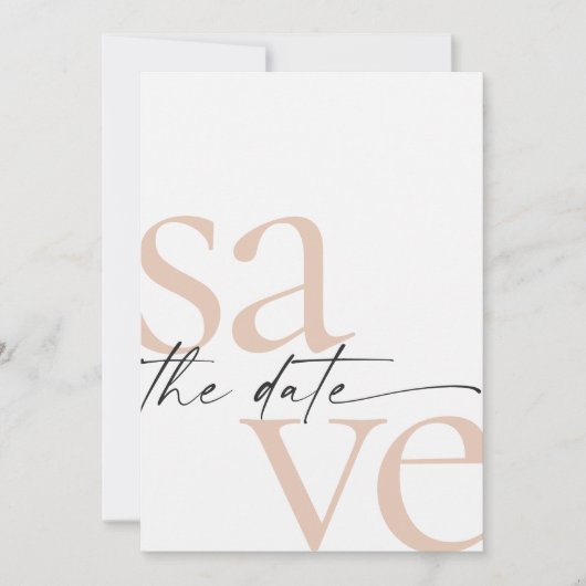 Save The Date Simple Blush et Noir Photo Enregistrer la Date (Devant)