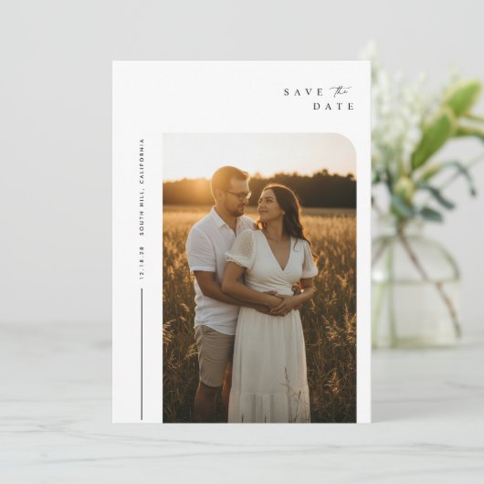 Save The Date Simple Boho Elegant Enregistrer la photo Date (Debout devant)