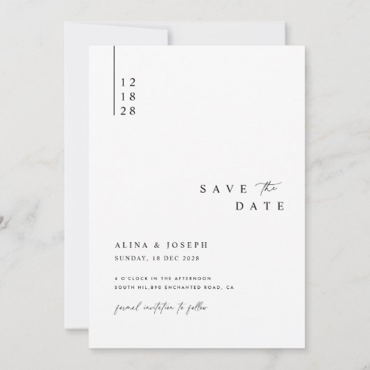 Save The Date Simple Boho Elegant Enregistrer la photo Date (Dos)
