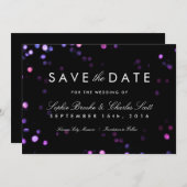 Save The Date Simple Bokeh Glam noir & rose Enregistrer la date (Devant / Derrière)