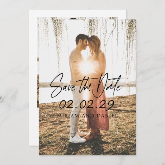 Save The Date Simple Bold Date Photo Mariage moderne (Devant / Derrière)