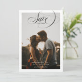 Save The Date Simple Border Elegant Script Two Photo (Debout devant)