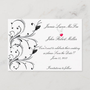 Save The Date Simple Bouton noir blanc Scroll Enregistrer la dat