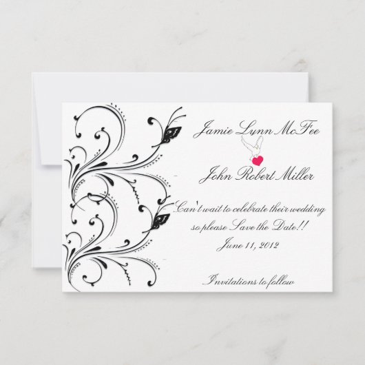 Save The Date Simple Bouton noir blanc Scroll Enregistrer la dat (Devant)