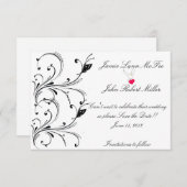 Save The Date Simple Bouton noir blanc Scroll Enregistrer la dat (Devant / Derrière)
