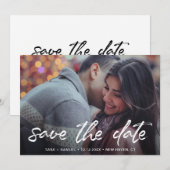 Save The Date Simple Brossage Script Photo Mariage Moderne (Devant / Derrière)