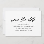 Save The Date Simple Brush Script Photo Mariage moderne (Dos)