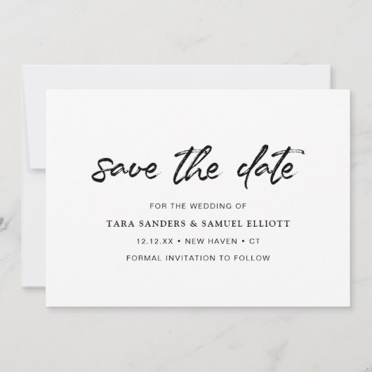 Save The Date Simple Brush Script Photo Mariage moderne (Dos)