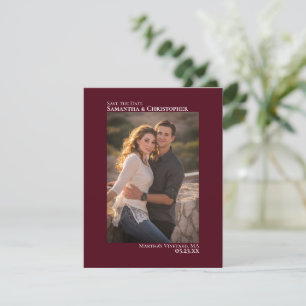 Save The Date Simple Burgundy Vertical Photo Minimaliste Mariage