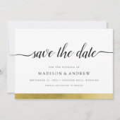 Save The Date Simple Calligraphie Moderne Dorée Enregistrer la D (Devant)