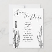 Save The Date Simple Cattails Mariage noir et blanc (Devant)