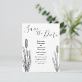 Save The Date Simple Cattails Mariage noir et blanc (Debout devant)