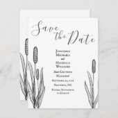 Save The Date Simple Cattails Mariage noir et blanc (Devant / Derrière)