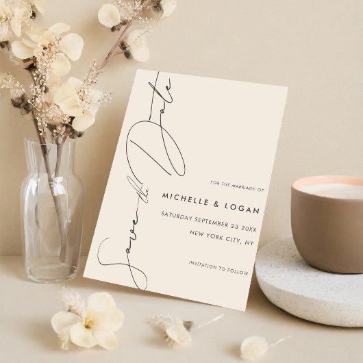 Save The Date Simple Champagne Moderne Script manuscrit