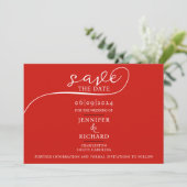Save The Date Simple Chic Cerisier Rouge Mariage Calligraphie Ph (Debout devant)