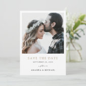 Save The Date Simple Chic Gold Texte Photo (Debout devant)