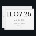 Save The Date Simple Chic Mariage Non Photo Enregistrer La Date<br><div class="desc">Un simple et moderne enregistrer la carte de date. Personnalisez ce design chic noir et blanc pour avoir votre date mariage,  les noms et les détails.</div>
