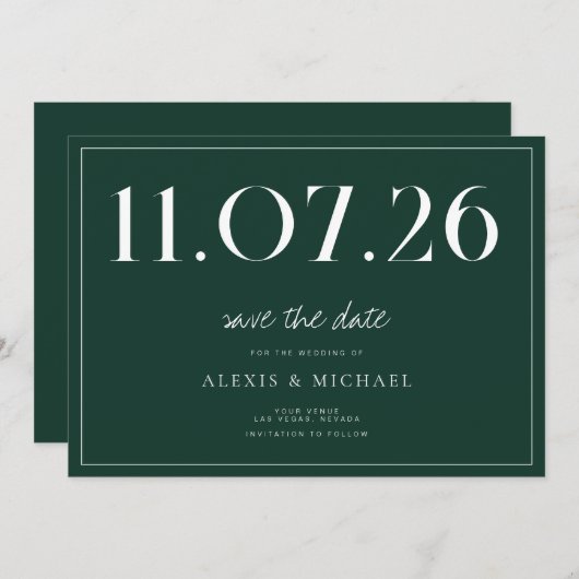 Save The Date Simple Chic Mariage Non Photo Enregistrer La Date (Devant / Derrière)