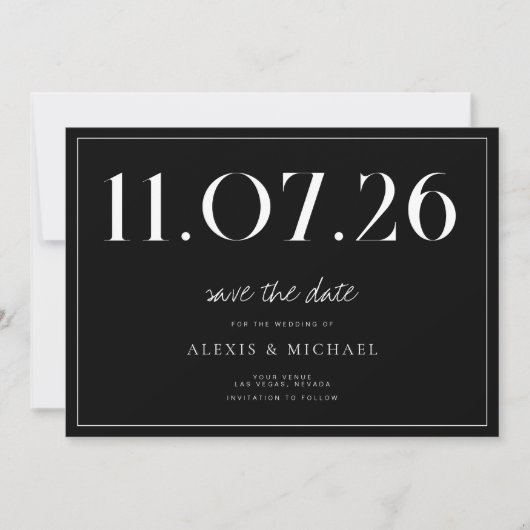 Save The Date Simple Chic Mariage Non Photo Enregistrer La Date (Devant)