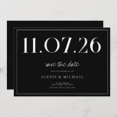 Save The Date Simple Chic Mariage Non Photo Enregistrer La Date (Devant / Derrière)