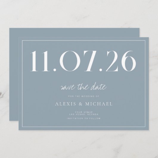 Save The Date Simple Chic Mariage Non Photo Enregistrer La Date (Devant / Derrière)