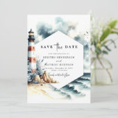 Save The Date Simple Chic Minimalisme Mariage phare (Debout devant)