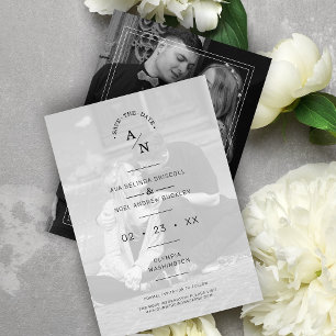 Save The Date Simple Chic Moderne Calligraphie 2 Photos Couple