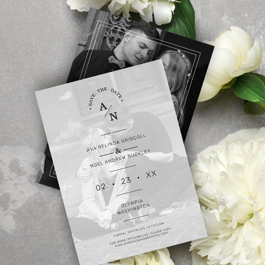 Save The Date Simple Chic Moderne Calligraphie 2 Photos Couple