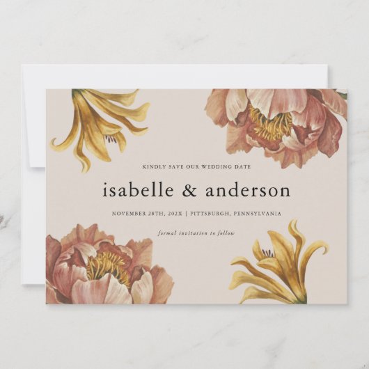 Save The Date Simple Chic Rustic Floral Mariage (Devant)