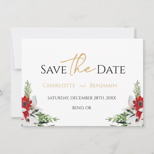 Save The Date Simple classique Mariage de Noël plat (Devant)