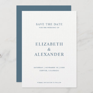 Save The Date Simple Classique Minimaliste Dusty Blue Mariage