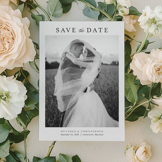 Save The Date Simple Classique Moderne Photo de Mariage Complet