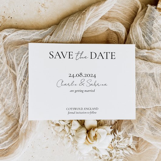 Save The Date Simple classique noir et blanc Enregistrer la date