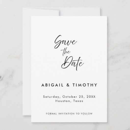 Save The Date Simple classique noir et blanc | Mariage (Devant)