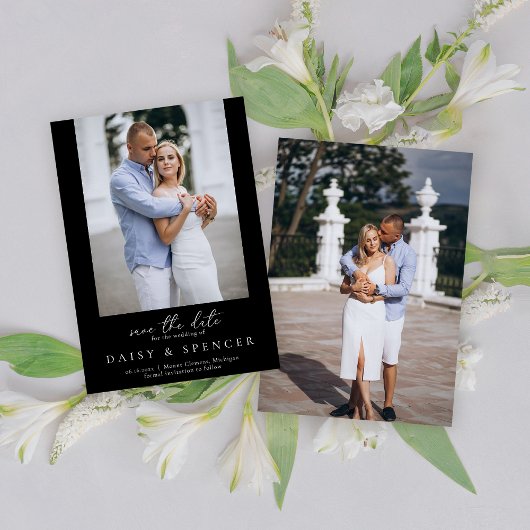 Save The Date Simple classique noir moderne Mariage photo