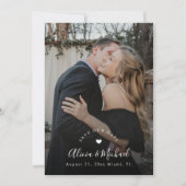 Save The Date Simple code QR élégant photo mariage noir (Devant)