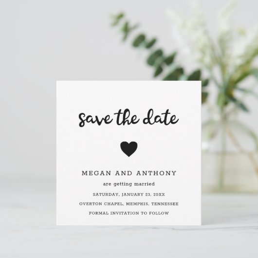 Save The Date Simple Cœur Moderne Mariage (Debout devant)
