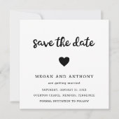 Save The Date Simple Cœur Moderne Mariage (Devant)
