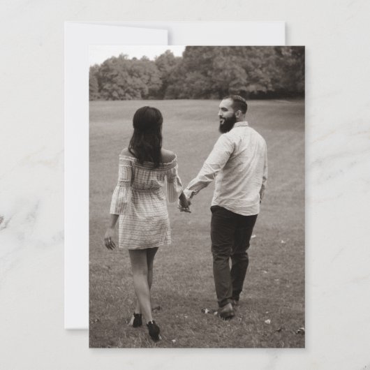 Save The Date Simple Coquette Bow Black & White Photo Mariage (Dos)