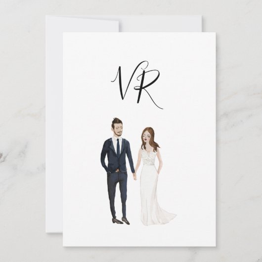 Save The Date Simple Costume de Marin pour Couple Illustré (Devant)