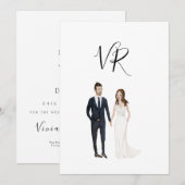 Save The Date Simple Costume de Marin pour Couple Illustré (Devant / Derrière)