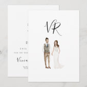 Save The Date Simple Couple Illustré (Devant / Derrière)