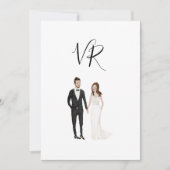 Save The Date Simple Couple Illustré Costume Noir (Devant)