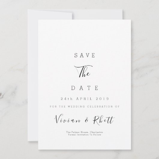 Save The Date Simple Couple Illustré Costume Noir (Dos)
