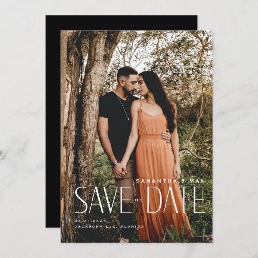 Save The Date Simple Couple Photo Mariage Moderne Enregistrer La (Devant / Derrière)