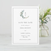 Save The Date Simple Couronne De Monogramme De Mariage Eucalyptu (Debout devant)