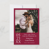 Save The Date Simple Cranberry Red Modern Minimal Photo Mariage (Devant)