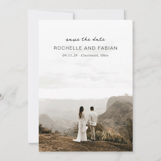 Save The Date Simple Crème Photo Mariage élégant (Devant)