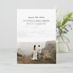 Save The Date Simple Crème Photo Mariage élégant