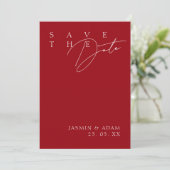 Save The Date Simple Crimson rouge blanc Mariage photo moderne (Debout devant)
